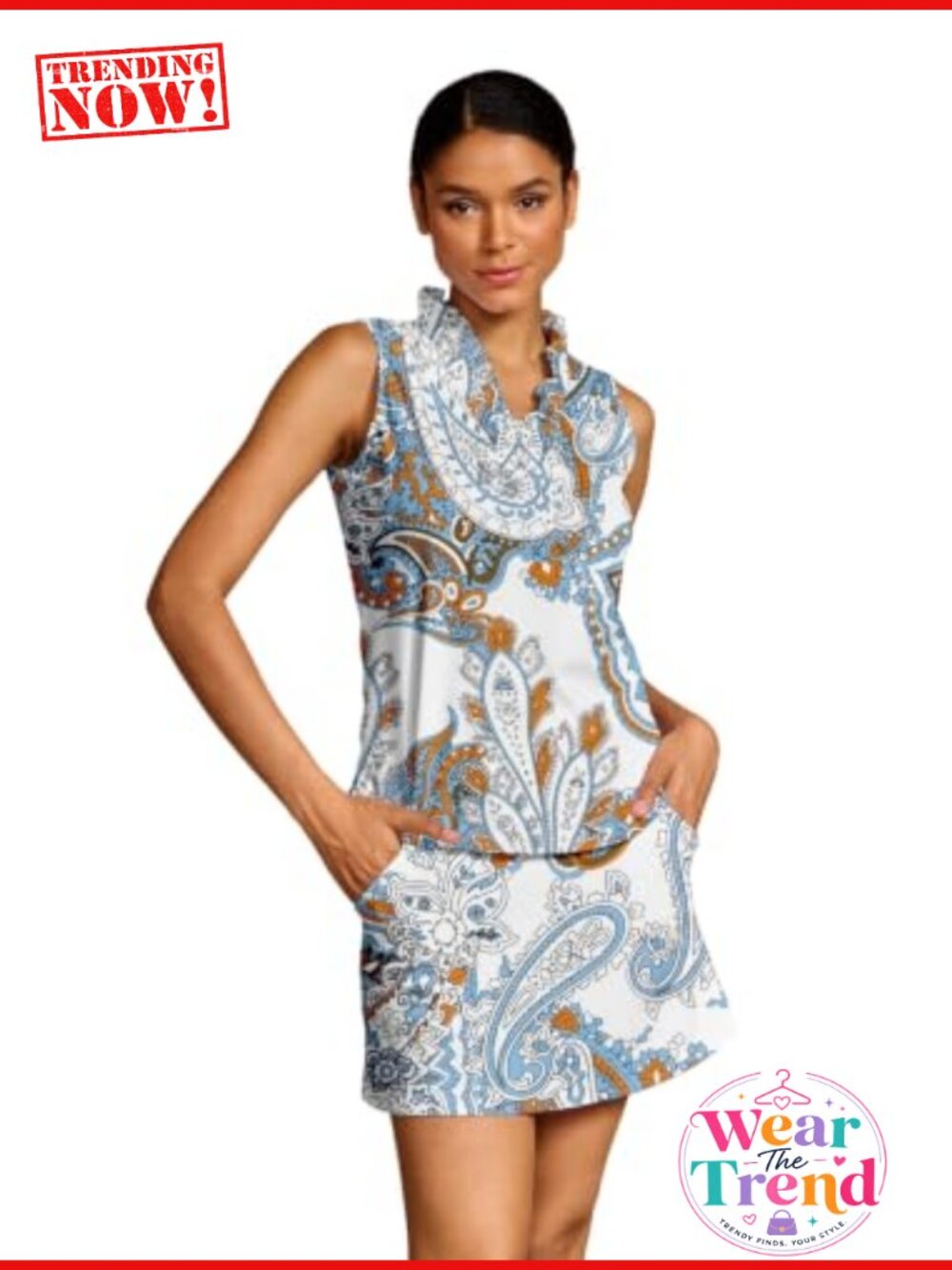 Womens Golf Polo Shirt Sleeveless Ruffle V Neck UPF 50+ Printed Pullover Top